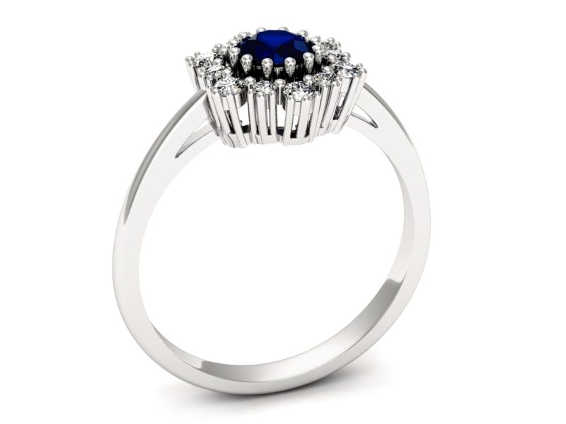 Pierścionek z szafirem i brylantami białe złoto - P15075BSZ — zdjęcie 3