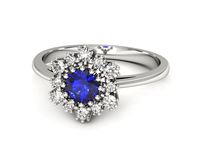 Pierścionek z szafirem białe złoto z brylantami gold 14k - p15075bszc- 2
