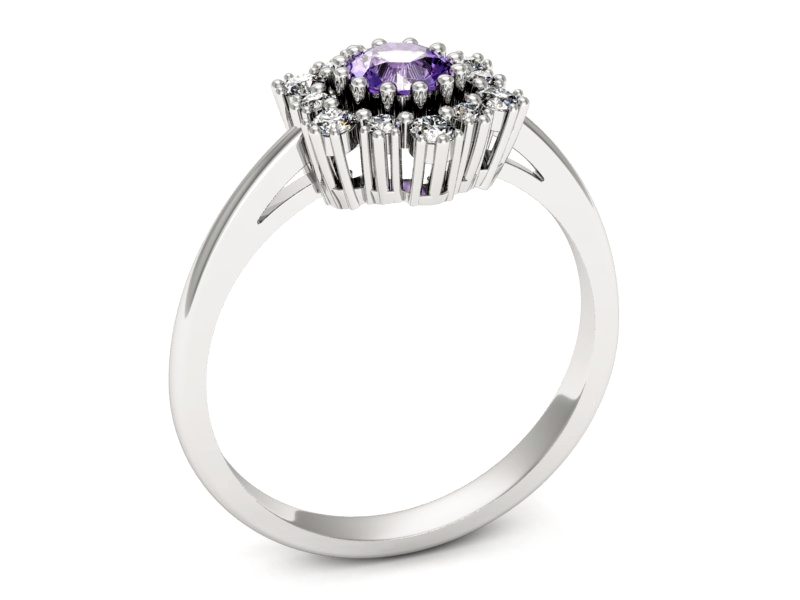 Pierścionek z tanzanitem i brylantami białe złoto - P15075BT — zdjęcie 3