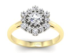 Złoty pierścionek z diamentem żółte i białe złoto - p15075bz