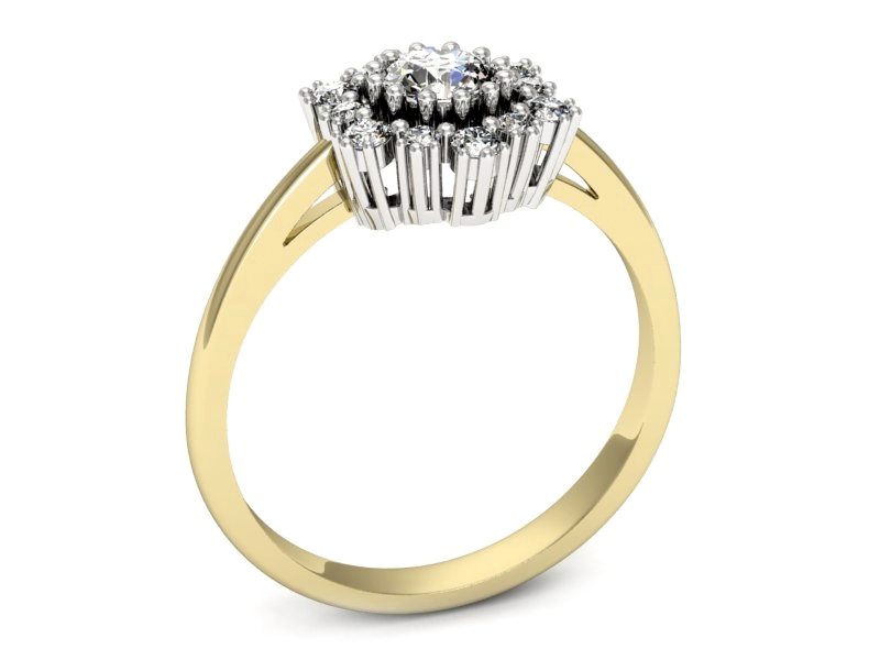 Złoty pierścionek z diamentem żółte i białe złoto - p15075bz — zdjęcie 3