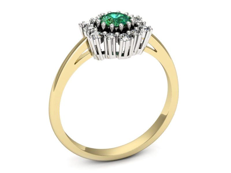 Złoty pierścionek ze szmaragdem i brylantami - P15075BZSM - 3