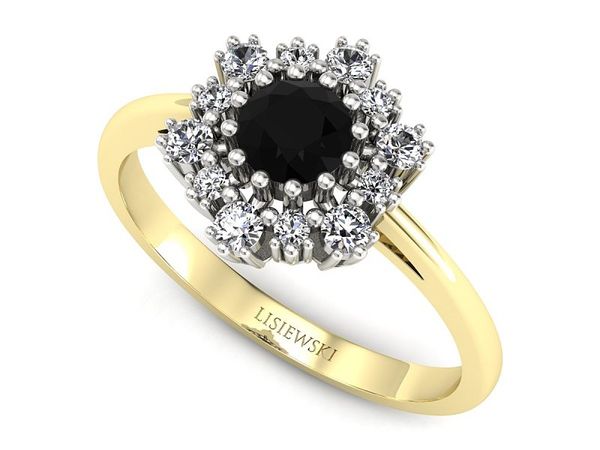 Złoty pierścionek z diamentami żółte złoto próba 585 - p15075zbcd- 1
