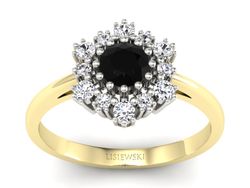 Złoty pierścionek z diamentami żółte złoto - p15075zbcd