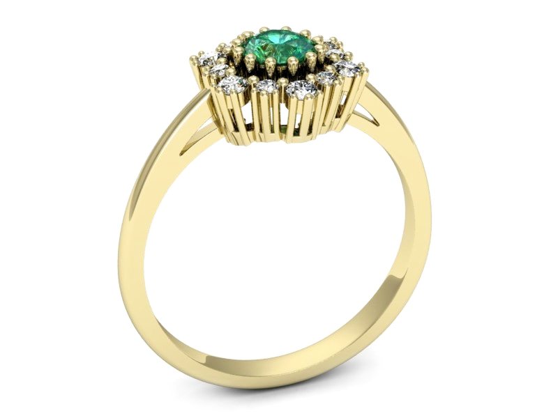 Złoty pierścionek ze szmaragdem i brylantami - p15075zsm — zdjęcie 3