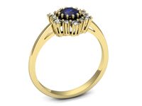 Złoty pierścionek z szafirem i diamentami złoto proba 585 - p15075zszc- 3