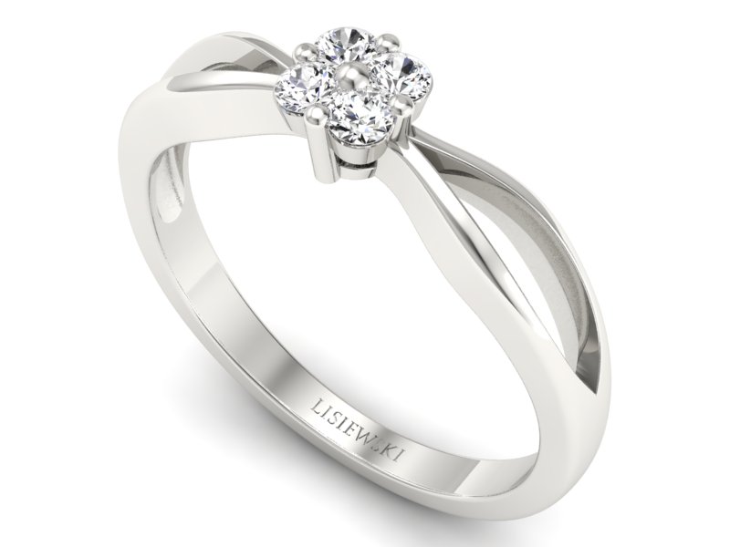 Platynowy pierścionek zaręczynowy z diamentami - P15076pt — zdjęcie 3