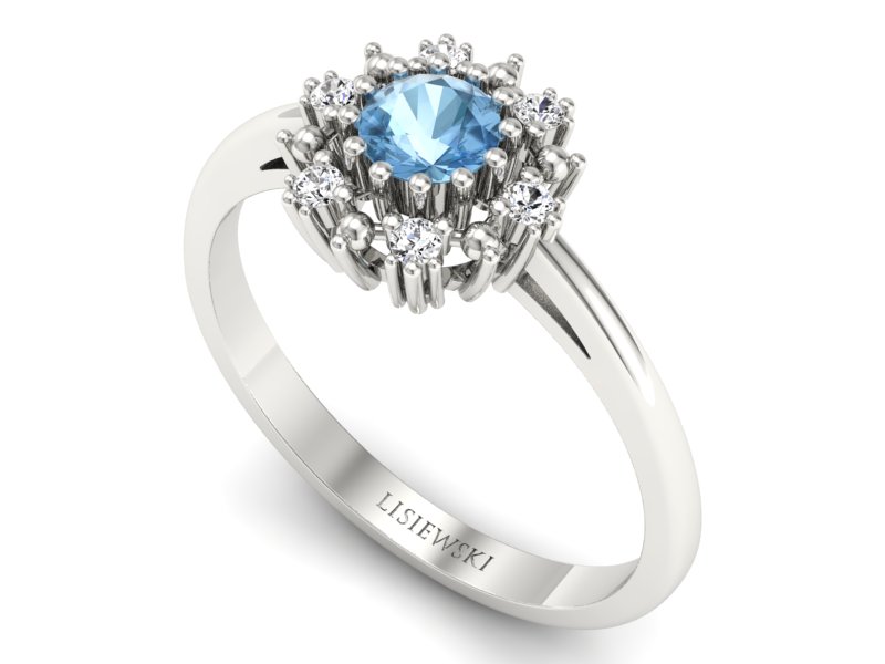 Pierścionek z topazem i diamentami białe złoto - p15077ba — zdjęcie 3