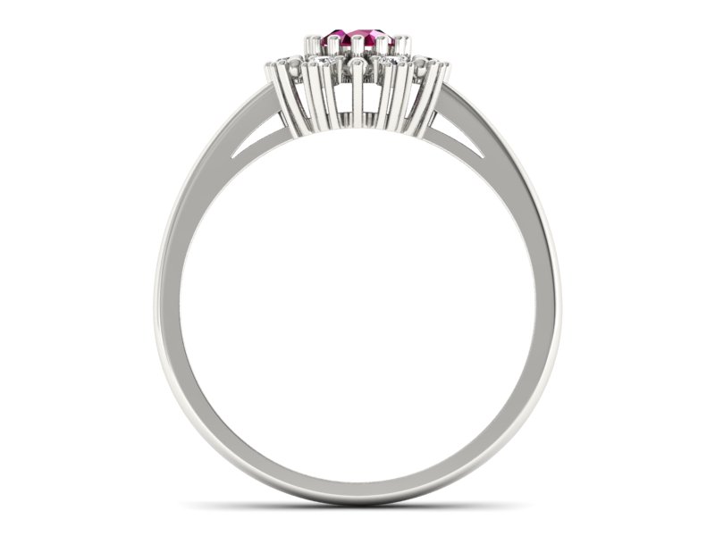 Pierścionek z rubinem i diamentami białe złoto - p15077br — zdjęcie 2