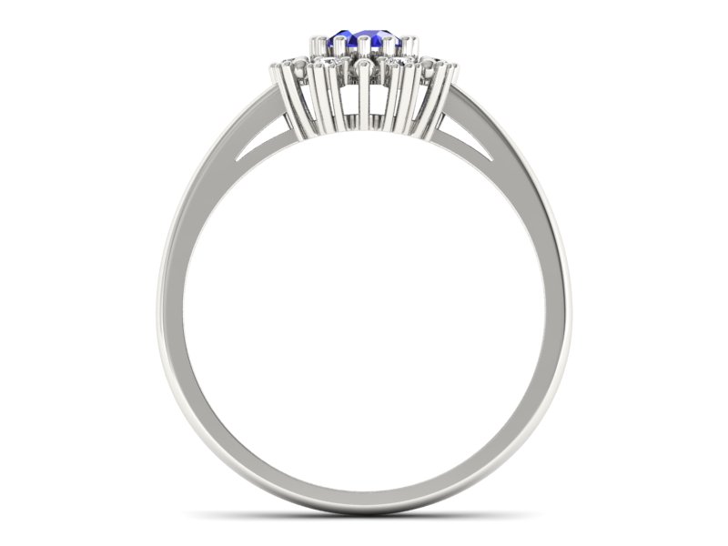 Pierścionek z szafirem i diamentami białe złoto - p15077bszc — zdjęcie 2