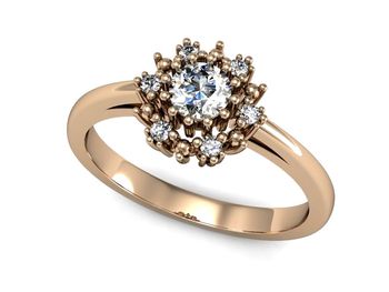 Pierścionek zaręczynowy z diamentami różowe złoto - p15077c - 1