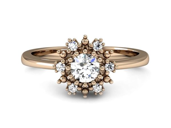 Pierścionek zaręczynowy z diamentami różowe złoto - p15077c