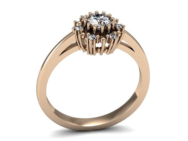 Pierścionek zaręczynowy z diamentami różowe złoto - p15077c