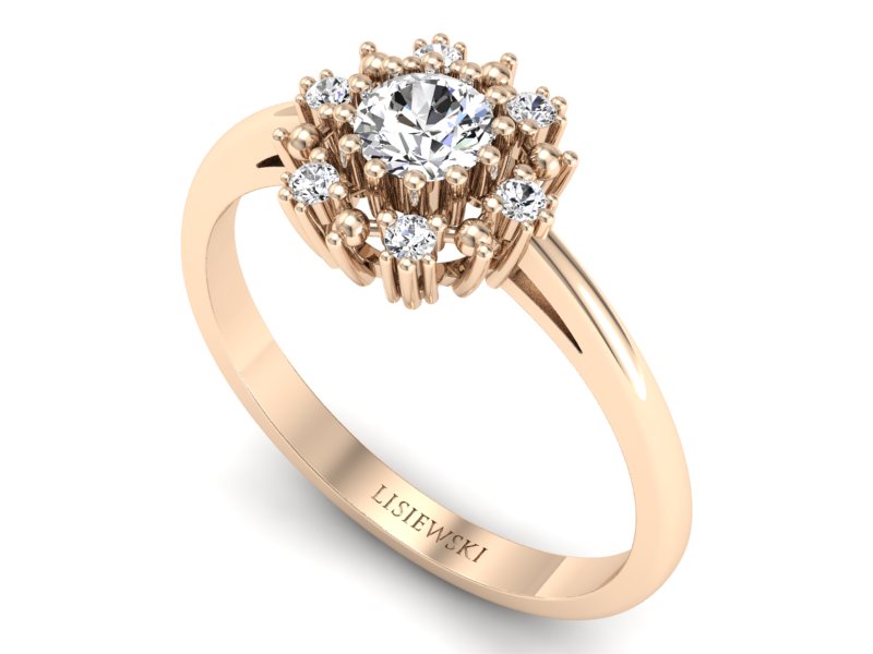 Pierścionek zaręczynowy z diamentami różowe złoto - p15077c — zdjęcie 3