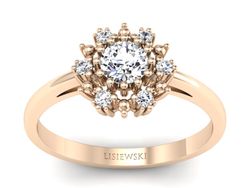 Złoty pierścionek z białym szafirem i diamentem - p15077cszb