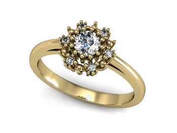 Pierścionek zaręczynowy z diamentami żółte złoto - p15077z - 1
