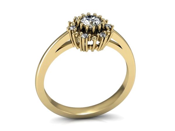 Pierścionek zaręczynowy z diamentami żółte złoto - p15077z