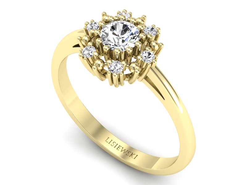 Pierścionek zaręczynowy z diamentami żółte złoto - p15077z — zdjęcie 3