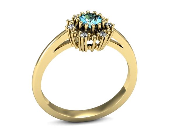 Złoty Pierścionek zaręczynowy topaz i diamenty - p15077za