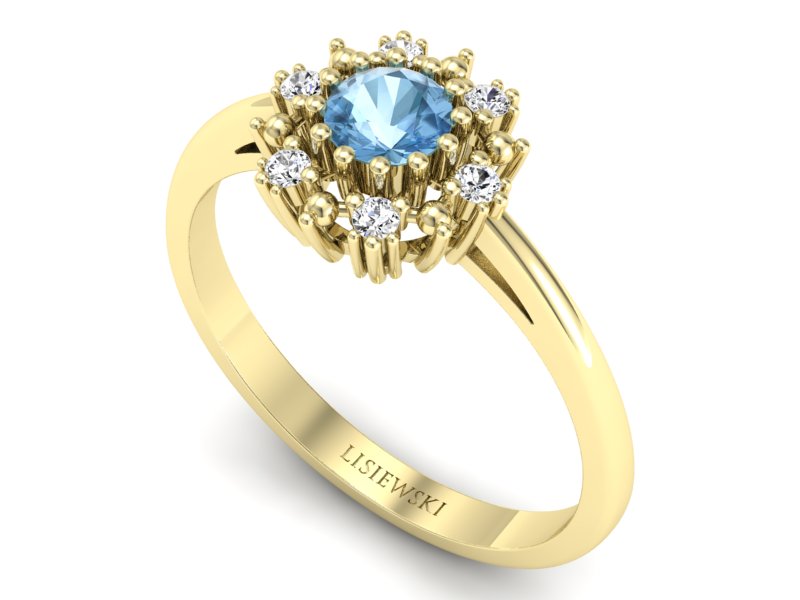 Pierścionek zaręczynowy z topazem i diamentami - p15077za — zdjęcie 3