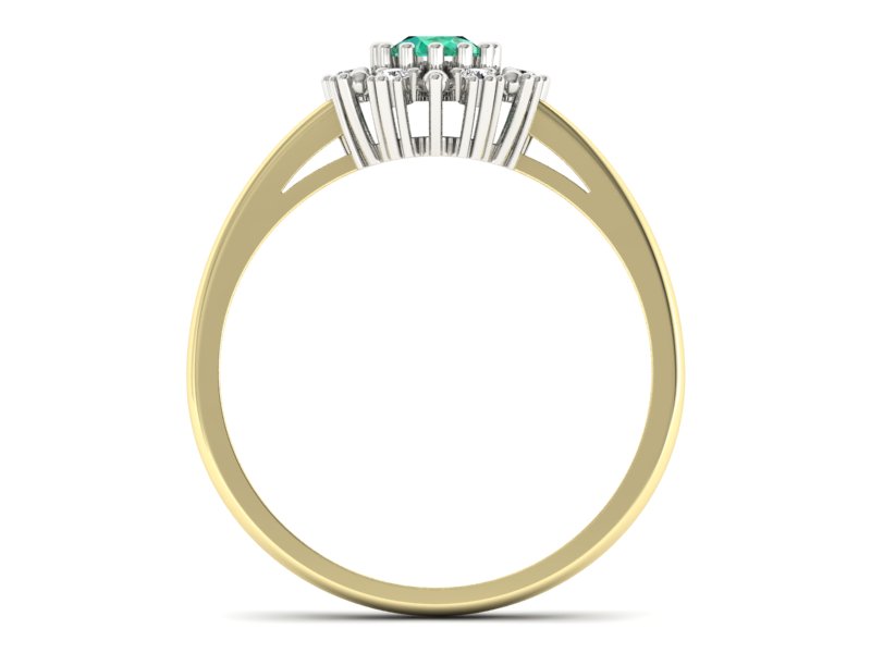 Złoty pierścionek ze szmaragdem i diamentami - p15077zbsm — zdjęcie 2