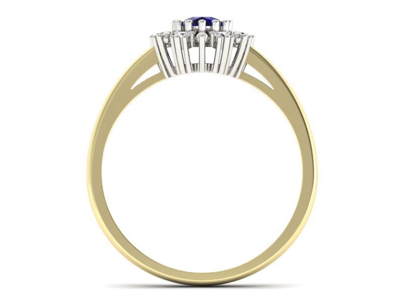 Złoty pierścionek ze spinelem i diamentami - p15077zbsp — zdjęcie 2