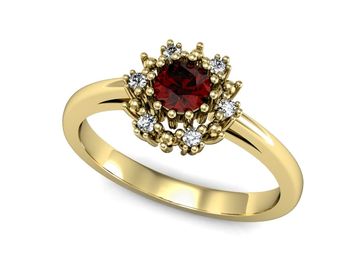 Złoty pierścionek z granatem i diamentami - p15077zgr - 1