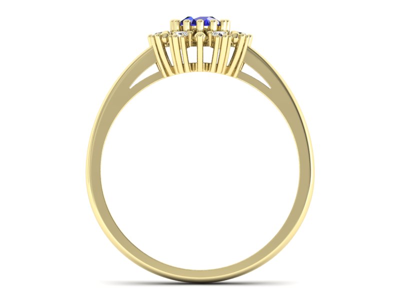 Pierścionek z szafirem i brylantami żółte złoto - p15077zszc — zdjęcie 2