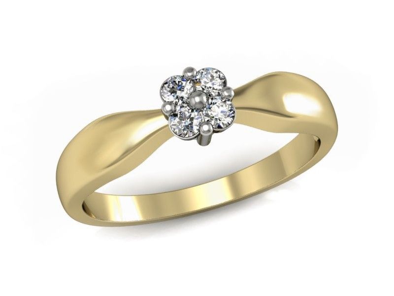 Pierścionek zaręczynowy z brylantami żółte i białe złoto - P15078ZB_SI_H