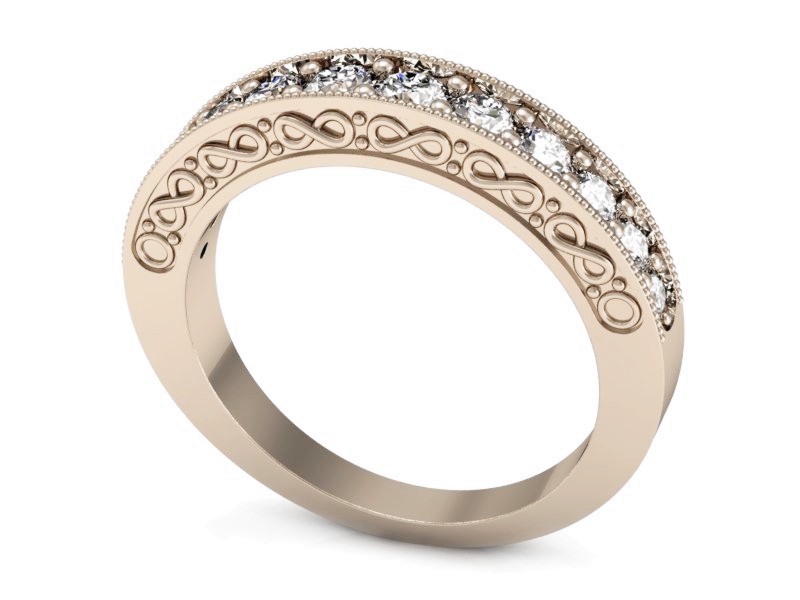 Złoty pierścionek z brylantami różowe złoto - p15080c — zdjęcie 3
