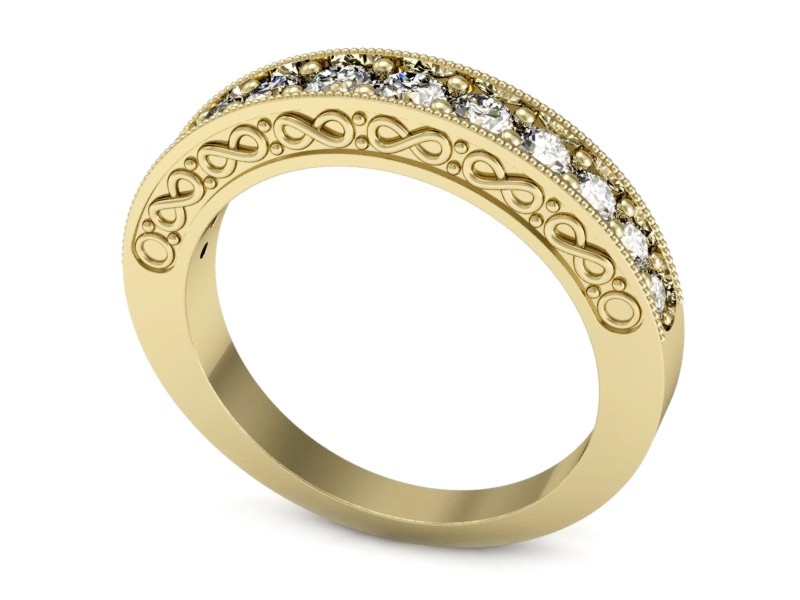 Złoty pierścionek z brylantami żółte złoto - p15080z — zdjęcie 3
