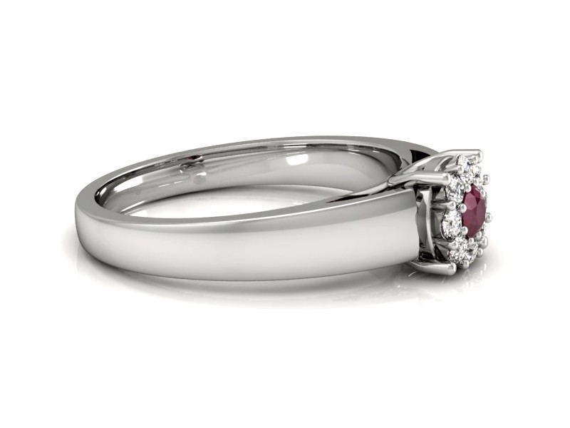 Pierścionek z rubinem i brylantami białe złoto - P15081BR — zdjęcie 2