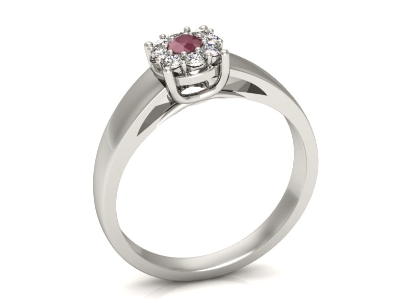 Pierścionek z rubinem i brylantami białe złoto - P15081BR — zdjęcie 3
