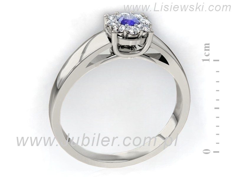 Pierścionek z tanzanitem białe złoto i brylantami - P15081BT — zdjęcie 3