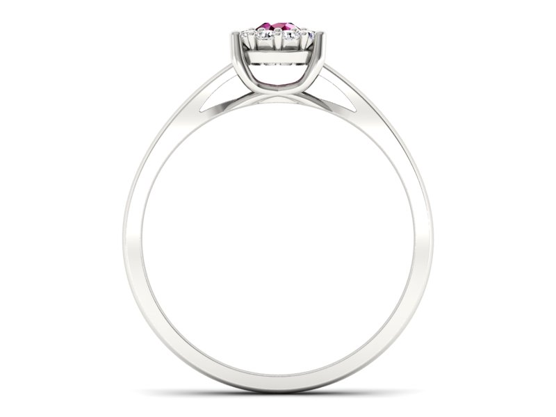 Pierścionek z rubinem i brylantami białe złoto - P15082BR — zdjęcie 2