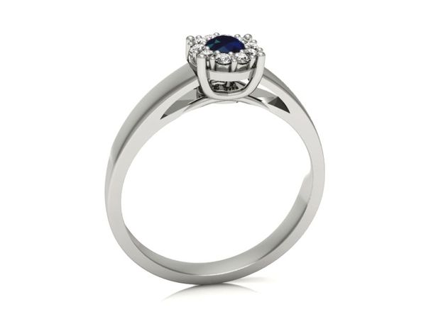 Pierścionek zaręczynowy z szafirem i diamentami - p15082bsz