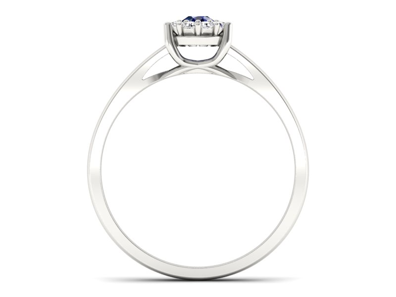 Pierścionek z szafirem i diamentami białe złoto - p15082bsz — zdjęcie 2