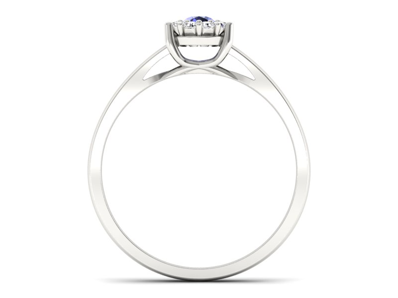 Pierścionek z tanzanitem i brylantami białe złoto - P15082BT — zdjęcie 2