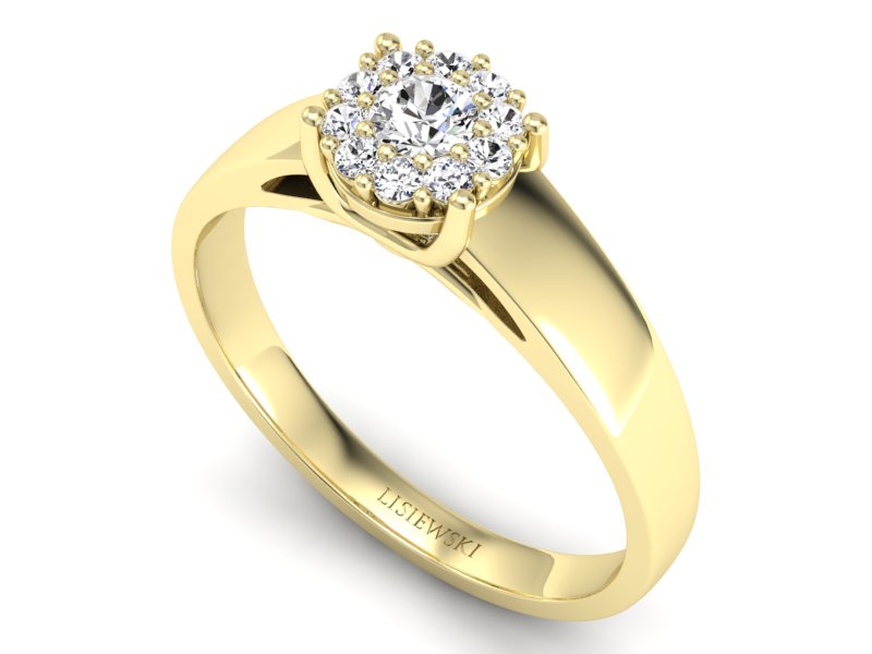 Pierścionek zaręczynowy z brylantami żółte złoto - p15082z — zdjęcie 3