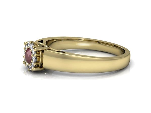 Pierścionek zaręczynowy z rubinem z brylantami - p15082zr