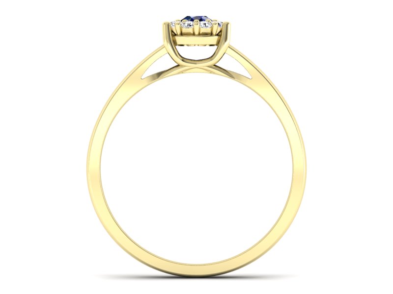 Pierścionek z szafirem i brylantami żółte złoto - p15082zsz — zdjęcie 2