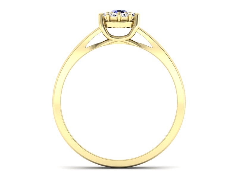 Pierścionek z tanzanitem i diamentami żółte złoto - p15082zt — zdjęcie 2