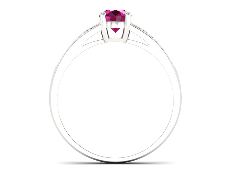 Pierścionek z rubinem i brylantami białe złoto - P15084BR — zdjęcie 2