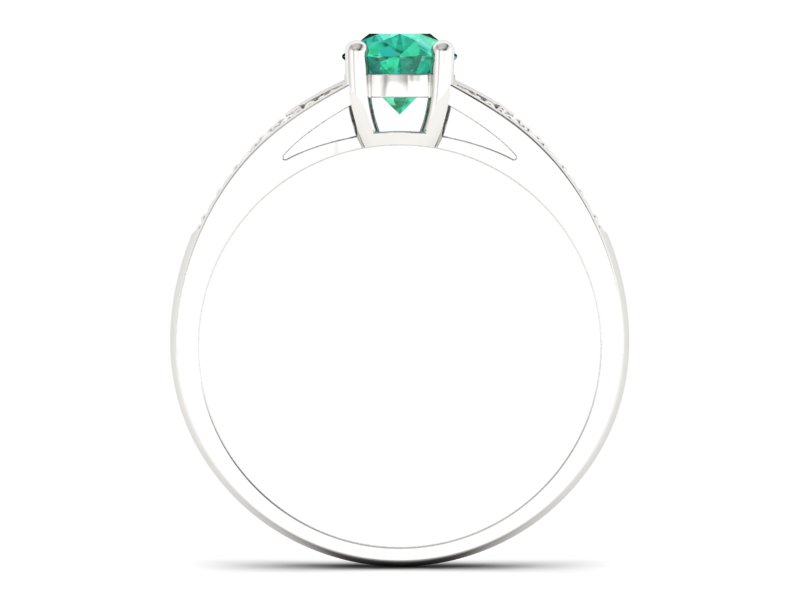 Złoty pierścionek ze szmaragdem i brylantami - P15084BSM — zdjęcie 2