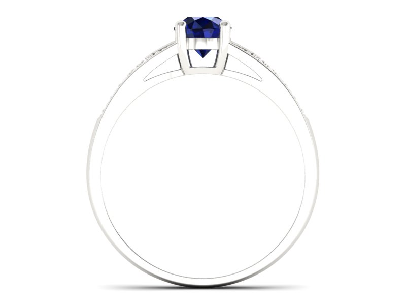 Pierścionek z szafirem i brylantami białe złoto - P15084BSZ — zdjęcie 2