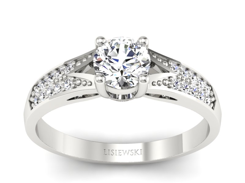 Pierścionek z białym szafirem i brylantami - p15084bszb