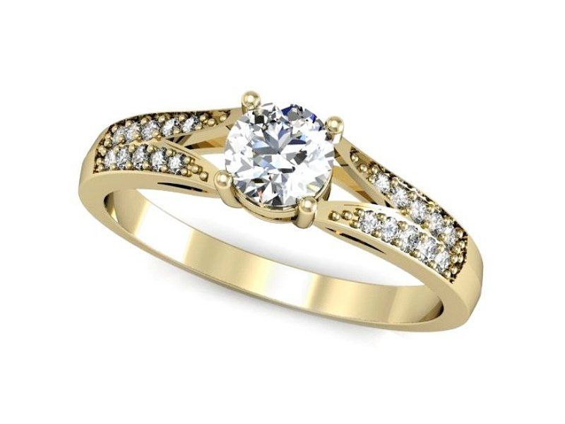 Pierścionek zaręczynowy z brylantami żółte złoto próba 585 - P15084Z