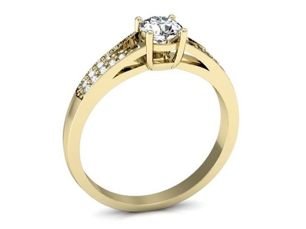 Pierścionek zaręczynowy z brylantami żółte złoto - P15084Z
