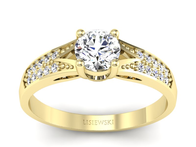 Pierścionek zaręczynowy z brylantami żółte złoto - P15084Z