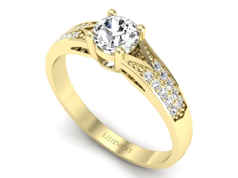 Pierścionek zaręczynowy z brylantami żółte złoto - P15084Z — zdjęcie 3